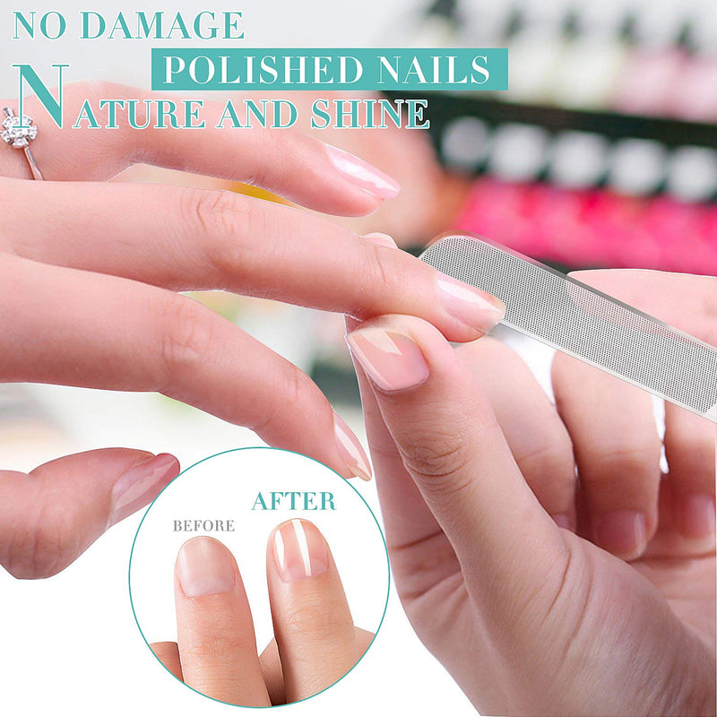 Glass Nail Shiner - 2PC Upgrade Nano Nail Buffers Glass Nail File Crystal Shine Polisher for Natural Nails, DR. MODE Professional Manicure Tools Kit for Acrylic Nail Care - BeesActive Australia