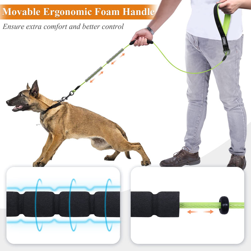 Vivaglory Chew Proof Dog Leash with Soft Foam and Reflective Padded Handle, Waterproof Vinyl Coated Twisted Stainless Steel Wire Rope Lead for Small Medium and Large Dogs 6FT Green - BeesActive Australia