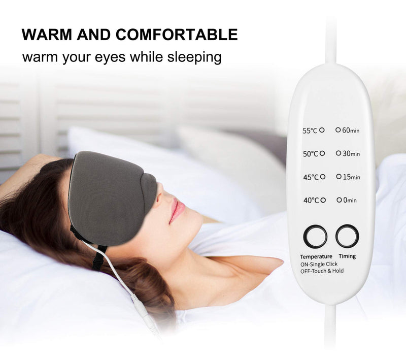 Boobeen Portable Hot USB Heated Steam Eye Mask - for Puffy Eyes, Warm Therapeutic Treatment for Dry Eye, Chalazion, Blepharitis and Eye Bag with Time and Temperature Control Gray - BeesActive Australia