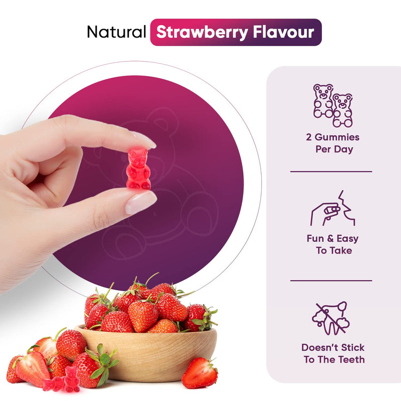 Multivitamin Gummies for Women & Men - 2 Months Supply - 13 Multivitamins & Minerals - 120 Vitamin Gummies - With Vitamin C, A, D, B, Biotin & Zinc - Strawberry Flavoured Chewable Multivitamins Adults - BeesActive Australia