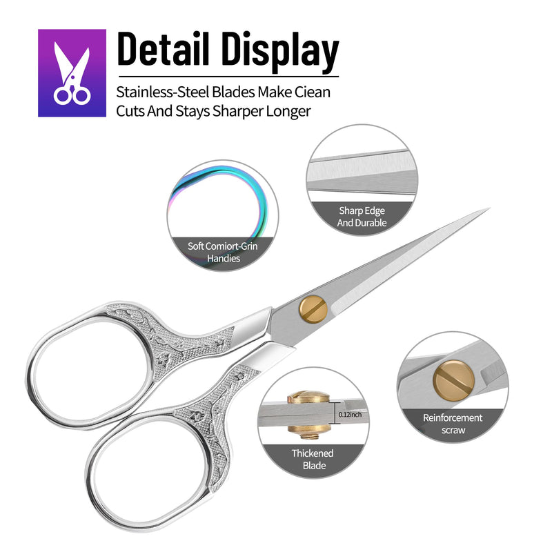 Glexal Facial Small Hair Grooming Beauty Scissors,2pcs 5 inch Comestic Cutting shears for Men and Women,Hair Trimming,Beard,Nose Hair,Eyelash,Sewing,Embroidery,Craft, Art Work & Everyday Use Gold&multicolor - BeesActive Australia