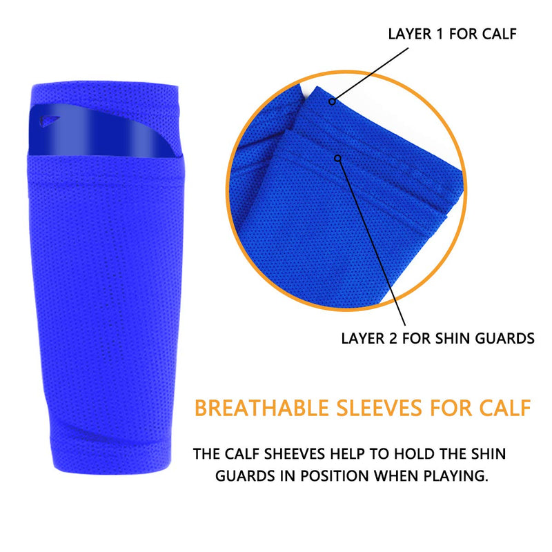 Soccer Shin Guards for Kids Youth, Shin Guard and Shin Guard Sleeves for Boys and Girls for Football Games EVA Cushion Protection Reduce Shocks and Injuries A-Blue Large - BeesActive Australia