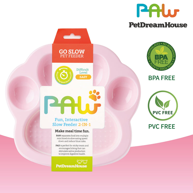 PetDreamHouse PAW Slow Feeder Interactive Bowl Baby Pink Slow Feeder & Lick Pad Mini - BeesActive Australia