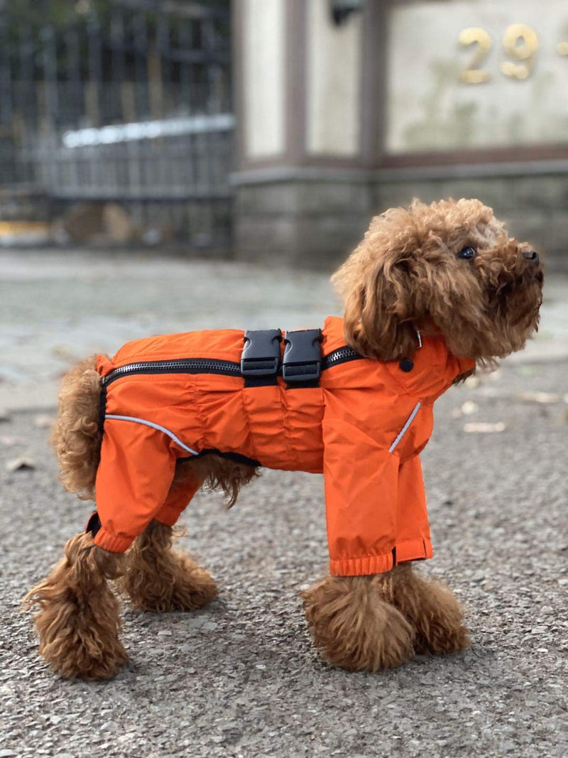 Dogs Waterproof Jacket, Lightweight Waterproof Jacket Reflective Safety Dog Raincoat Windproof Snow-Proof Dog Vest for Small Medium Large Dogs M (back 14") Orange - BeesActive Australia