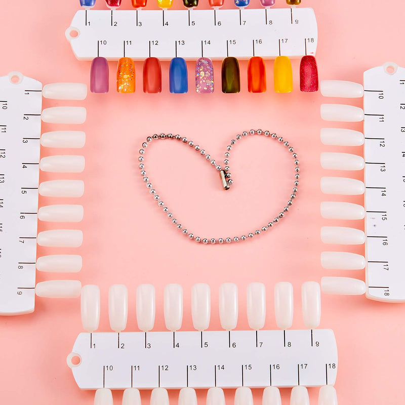 6 Sets 216 Tips Double Layer Nail Color Display Card Plastic Polish Board Nail Tips Display Palette Board with Chain for Nail Art Practice Design Training - BeesActive Australia