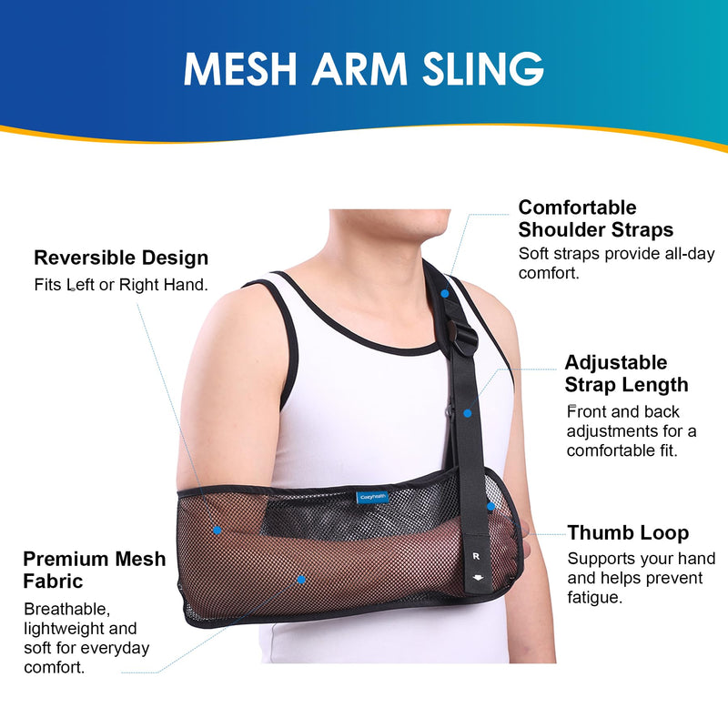 Mesh Arm Shoulder Sling Medical Shoulder Immobilizer for Shoulder Injury Torn Rotator Cuff, Adjustable Breathable Arm Brace for Shower, Right Left Arm Stabilizes Elbow Arm Wrist Injury for Men Women - BeesActive Australia