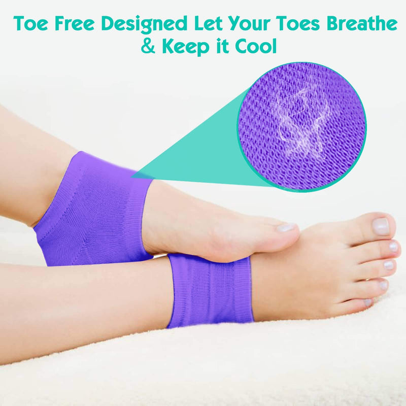 Selizo 6 Pairs Heel Moisturizing Socks Open Toe Socks Cracked Gel Heel Socks Foot Toeless Heel Repair Socks for Women Dry Hard Cracked Feet, 6 Colors - BeesActive Australia