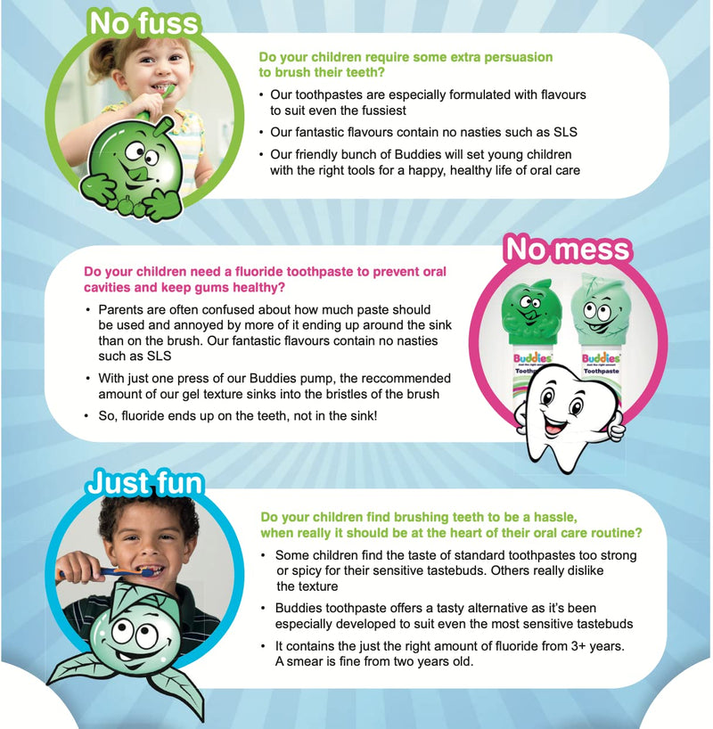 Buddies Butter Mint Toothpaste 100ml Dispenser, SLS & paraben Free, Portion Controlled - BeesActive Australia