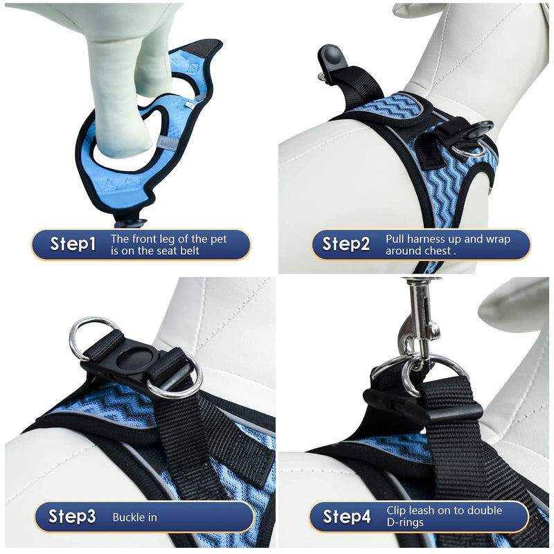 YIMEIS Dog Harness and Leash Set, No Pull Soft Mesh Pet Harness, Reflective Adjustable Puppy Vest for Small Medium Large Dogs, Cats X-Small (Pack of 1) Blue - BeesActive Australia