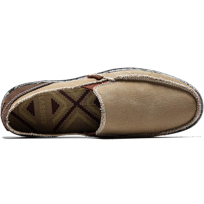 CASMAG Men's Casual Cloth Shoes Canvas Slip on Loafers Leisure Vintage Flat Boat Shoes 7.5 Khaki - BeesActive Australia