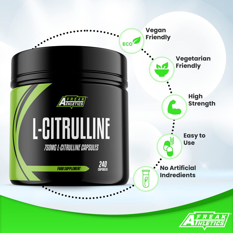 L-Citrulline 240 Capsules - 750mg Capsules / 1500mg Per Serving - High Strength Amino Acid for Muscle Performance & Recovery - BeesActive Australia
