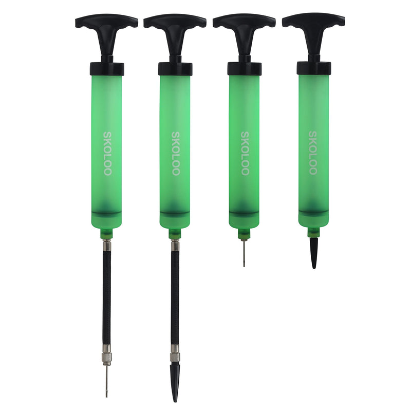 Skoloo 10" Portable Hand Air Ball Pump Inflator Kit with Needle, Nozzle, Extension Hose for Soccer Basketball Football Volleyball Water Polo Rugby Exercise Sports Ball Balloon Swim Inflatables Green - BeesActive Australia
