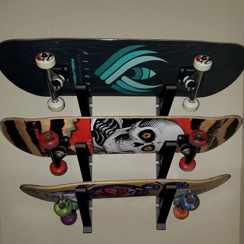 MIND&ACTION Skateboard Wall Mount Rack Board Display Wall Holder,Adjustable Storage Layers Space Saving Design,Versatile Wall Rack for Longboards Scooters Snowboards Skis 1 Board - BeesActive Australia