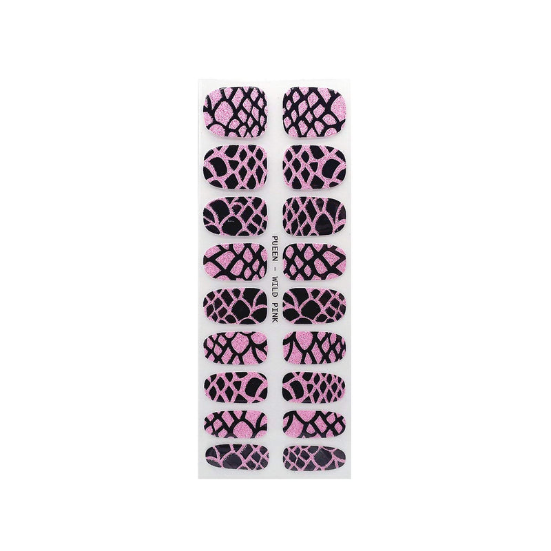 PUEEN 3D Sparkle Nail Wraps Collection WILD IN LOVE - 5 Pack (18 Strips Each) Nail Wraps/Nail Strips/Nail Foils/Nail Stickers/Nail Decals/Nail Patches in New High Fashion Designs-BH000196 - BeesActive Australia