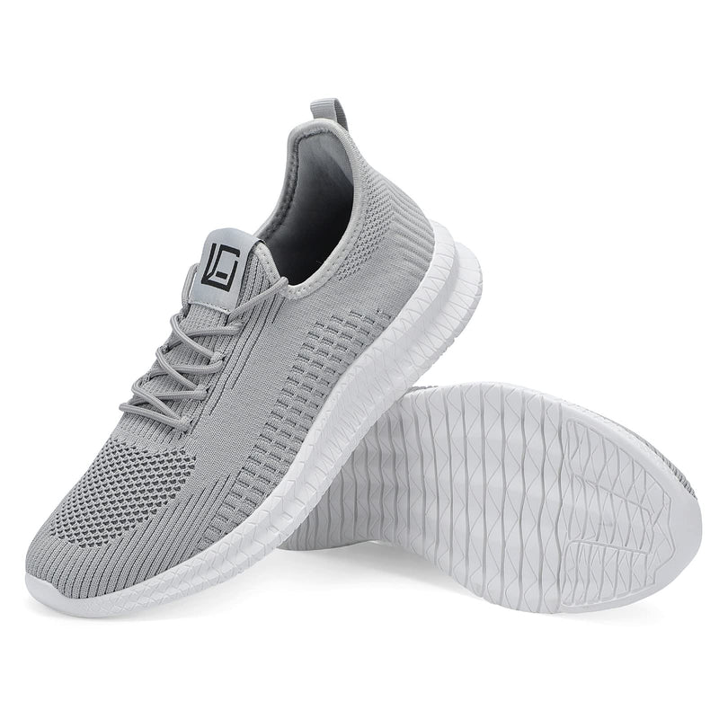 LCGJR Men's Running Shoes Ultra Lightweight Breathable Comfortable Walking Shoes Casual Fashion Sneakers Mesh Workout Shoes 7 Lightgrey - BeesActive Australia