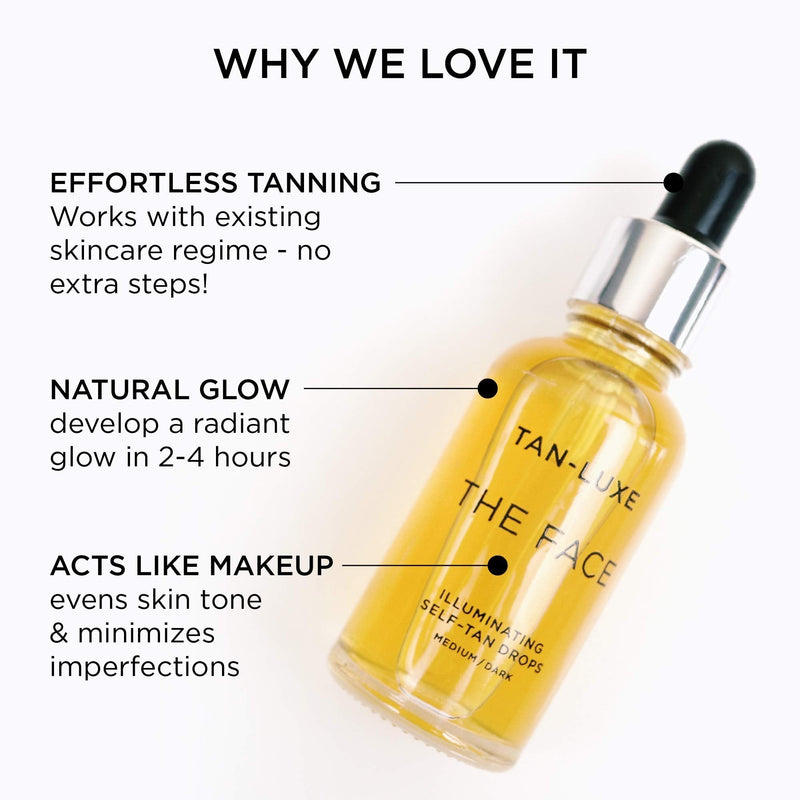 TAN-LUXE The Face - Illuminating Self-Tan Drops to Create Your Own Self Tanner, 30ml - Cruelty & Toxin Free - Light/Medium - BeesActive Australia