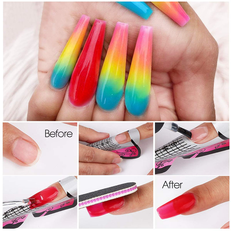 Saviland Builder Gel Kit - 12 Colors Neon Nail Extension Gel Nail Enhancement Manicure Set with Nail Forms and 3pcs Brush All-in-one Set Easy DIY Nail Art for Beginners and Professional 12 Colors Neon Series - BeesActive Australia