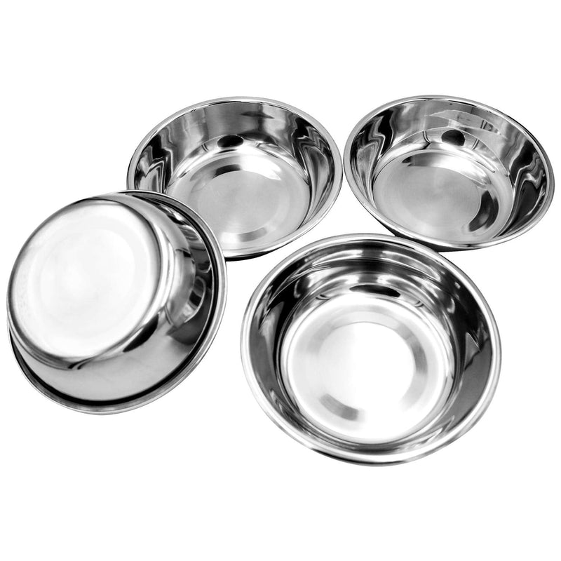 4 Pcs Stainless Steel Dog and Cat Food Dish/Bowls, Shallow Pet Dish, Extra Replacement Bowl -Metal Food and Water Dish, for Small Dogs and Cats,12oz 4 pcs - BeesActive Australia