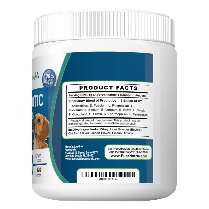 PureNutria Dog Probiotics Dog Supplements - for Dog Diarrhea, Upset Stomachs, Yeast, Gas , Dog Allergy and Dog Immune System Support - Made in USA - 12 Targeted Strains 5 Billion CFU - 120 Scoops - BeesActive Australia