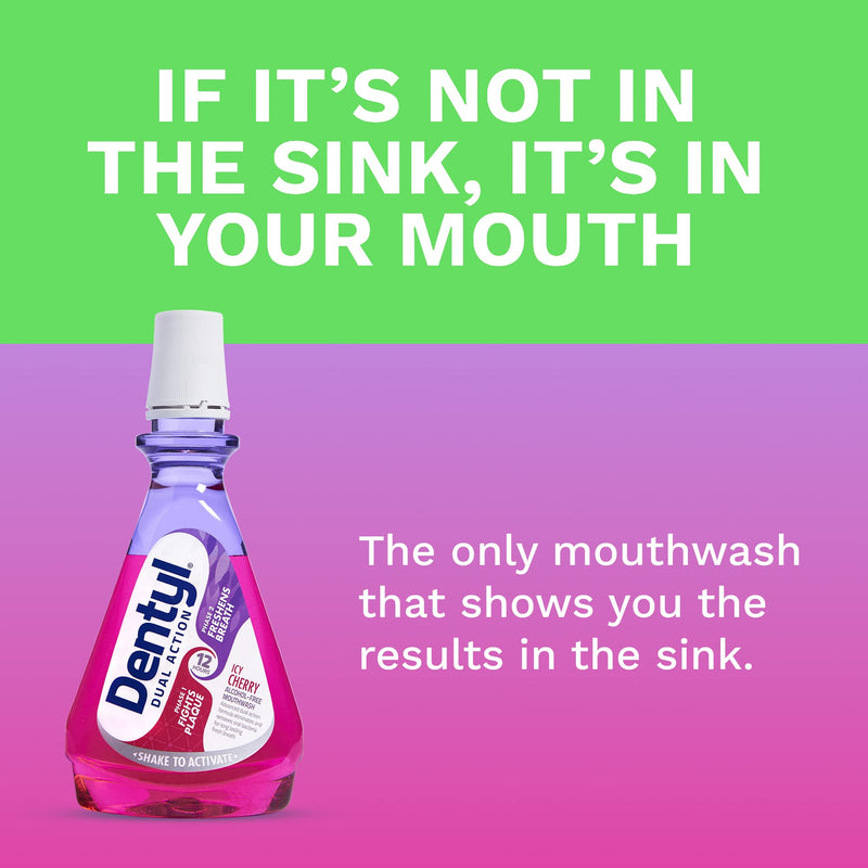 Dentyl Dual Action CPC Mouthwash, 12hrs Fresh Breath & Total Care, Alcohol Free, ICY Cherry, 500 ml 500 ml (Pack of 1) - BeesActive Australia