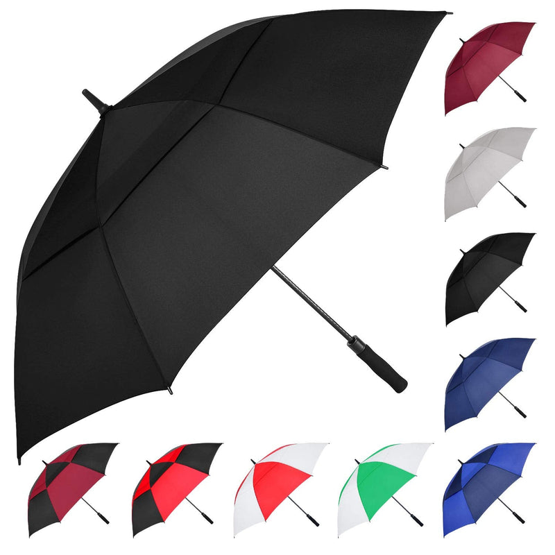 MRTLLOA 54/62/68/72 Inch Automatic Open Golf Umbrella, Extra Large Oversize Double Canopy Vented Windproof Waterproof Stick Umbrellas for Rain Black 62 inch - BeesActive Australia