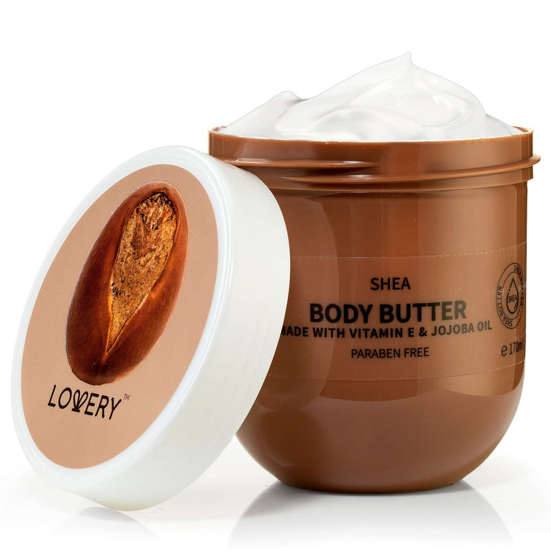 Lovery Shea Whipped Body Butter - 6oz Ultra-Hydrating Shea Butter Body Cream Enriched with Jojoba Oil and Vitamin E - Natural Skin Moisturizer for Men and Women for Sensitive, Normal and Dry Skin - BeesActive Australia