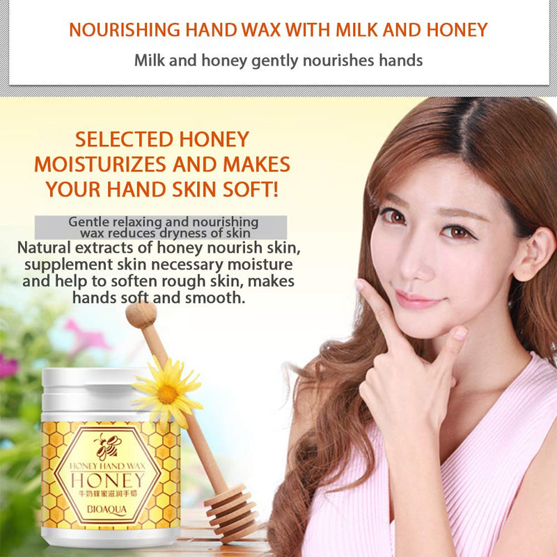 BIOAQUA Natural Honey & Milk Gentle Hand Wax Soft Peel Off Mask Silky Skin Natural Extracts Moisturizing Hydrating Nourish 170g - BeesActive Australia