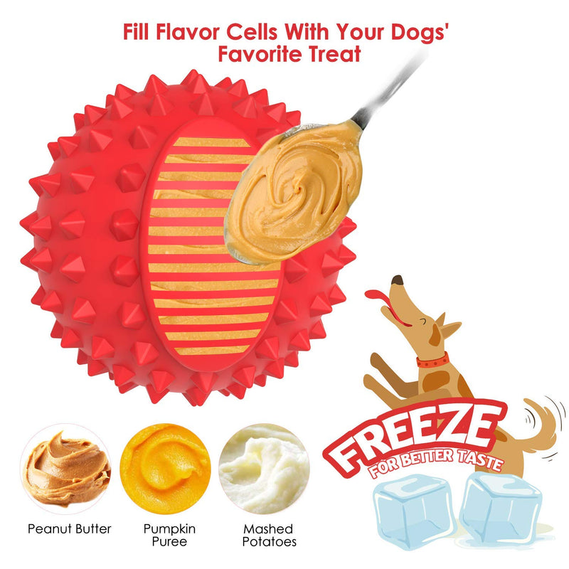 PETIZER Squeaky Dog Ball Toy for Aggressive Chewers ,4 Inches Indestructible Durable Big Dogs Chew Spiky Ball, Floatable Rubber Pet Toys for Medium &Large Breeds Red - BeesActive Australia