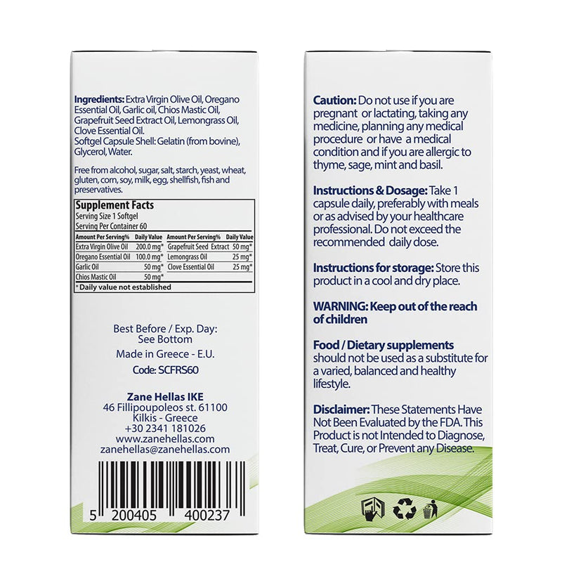 Zane Hellas Candidfree Softgels. Oregano Oil Power. Candida Support. Gut Health Support. Colon Health Support. Intestinal Flora Support. 100% Herbal Solution. 120 Softgels. Pack of 2. - BeesActive Australia