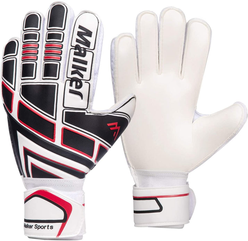 Malker Soccer Goalie Gloves Goalkeeper Gloves with Fingersave and Double Wrist Protection, Strong Grip Goalkeeper Gloves for Kids, Youth, Adults White 7 - BeesActive Australia