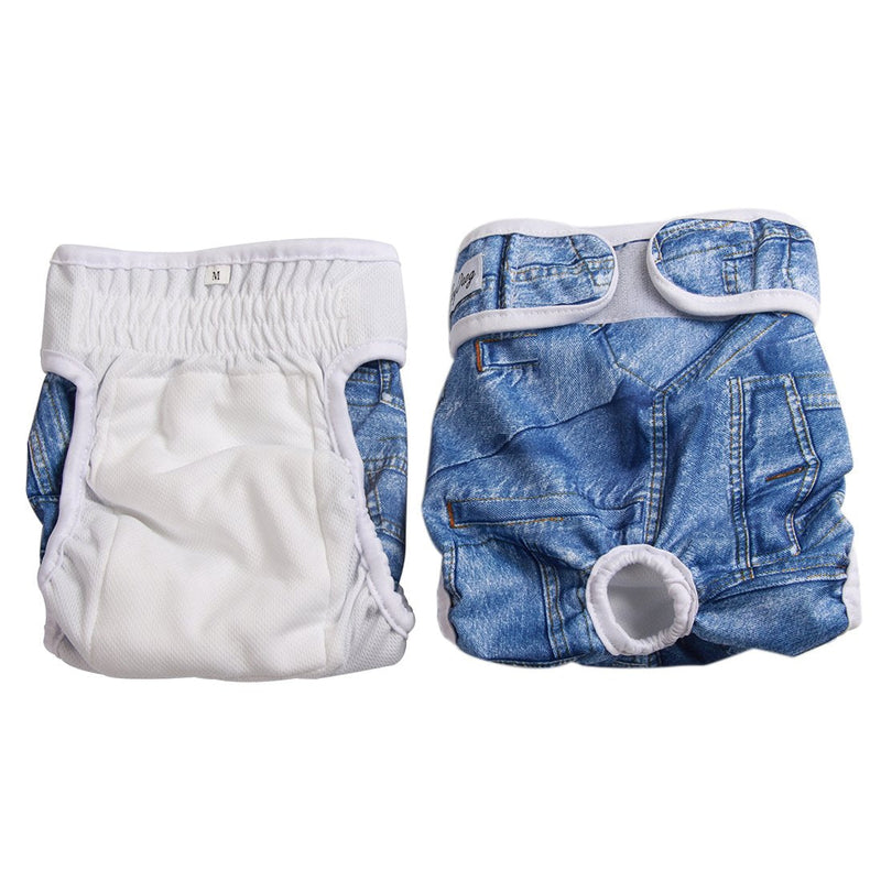 JoyDaog(3 Pack Small Dog Diapers for Female Reusable Premium Jean Puppy Wrap Large (Pack of 3) 3pcs Jeans - BeesActive Australia