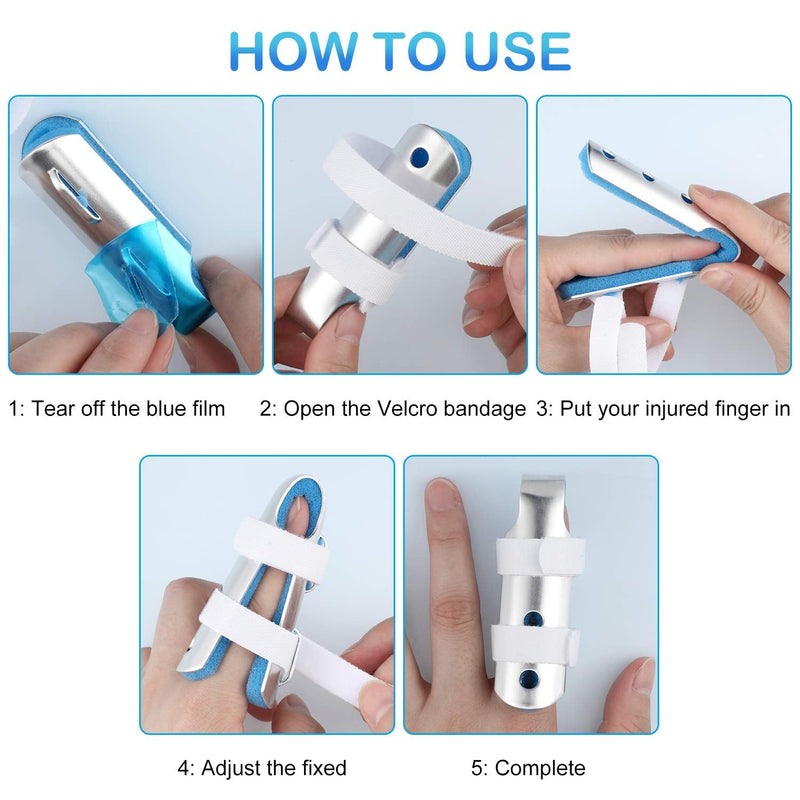10 Pieces Finger Splint Metal Finger Support Finger Knuckle Immobilization with Soft Foam Inner Band and Protective Vent for Adults and Children, 3 Sizes (Blue) 10 Piece Set Blue - BeesActive Australia