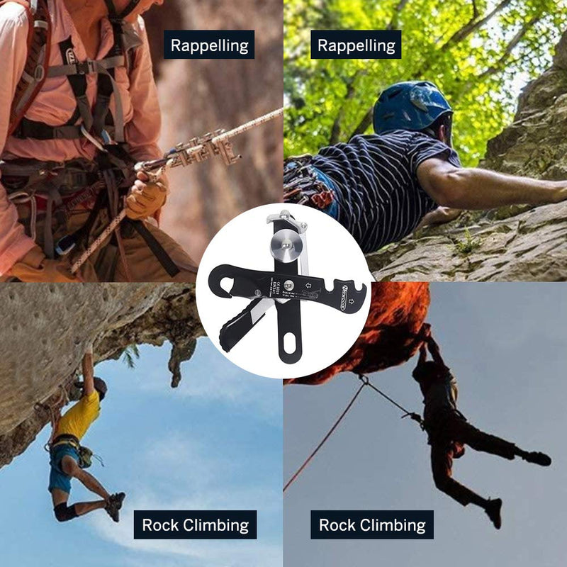 NewDoar Climbing Stop Descender Rappelling Belay for Ropes 9-12mm The Novices for Rescue & Arborist CE Certification Black - BeesActive Australia