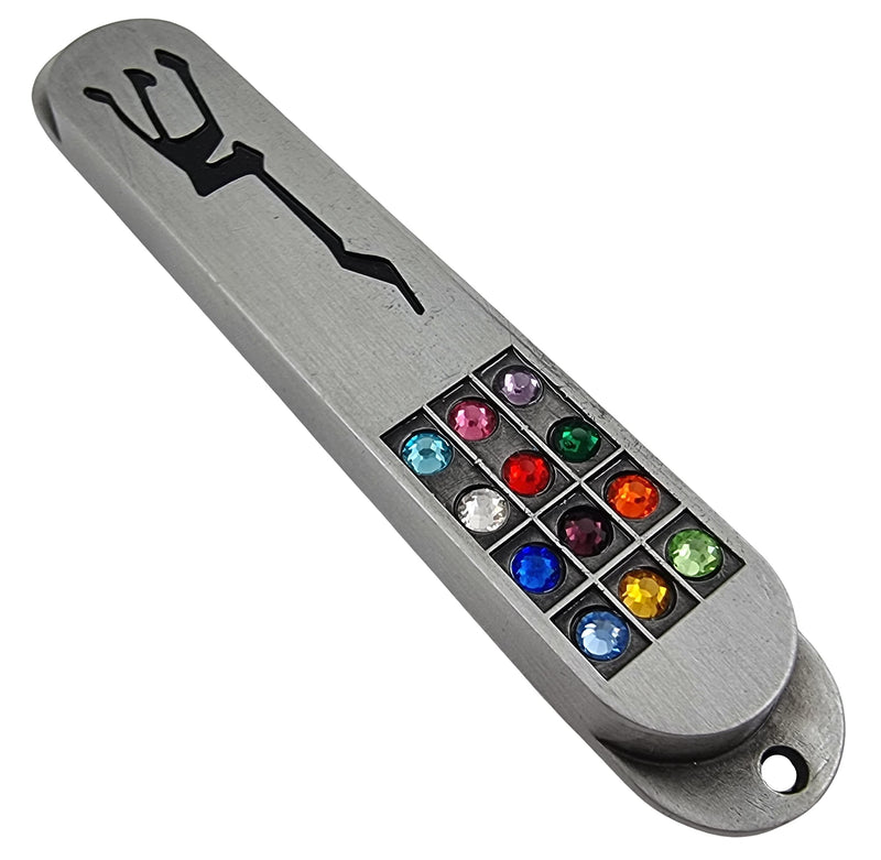 TALISMAN4U Pewter MEZUZAH Case with Scroll 12 Tribes of Israel Hoshen Design Hebrew Shaddai Protection Symbol Judaica Door Mezuza 3.5 Inch - BeesActive Australia