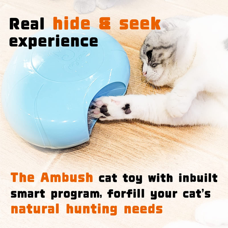 Migipaws Cat Toys Interactive Fluffy Ball Squeak Hide and Seek in a Mice Hole Smart Kitten Teaser Automatic Timer On Off Fur Tail Refill - BeesActive Australia