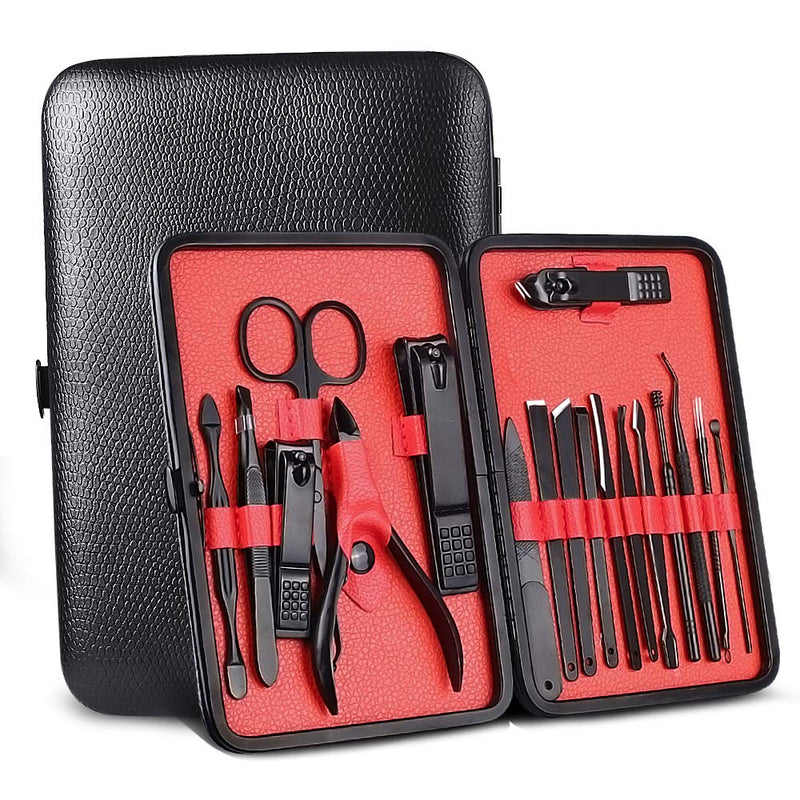 ZEPOHCK Manicure Set,18 In 1 Nail Clippers Sets, Stainless Steel Nail Cutter Pedicure Kit with Portable Travel Case - Home Nail Care & Grooming - BeesActive Australia