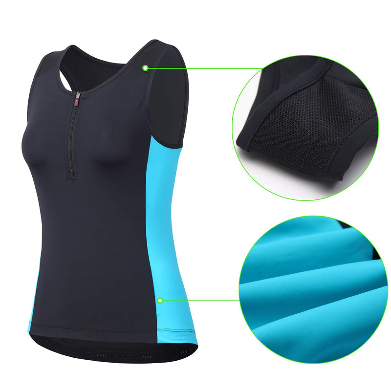 beroy Women Persuit Tri Tank Top,Tristhlon Top Cycling Shorts Jerseys 135black+blue Small - BeesActive Australia