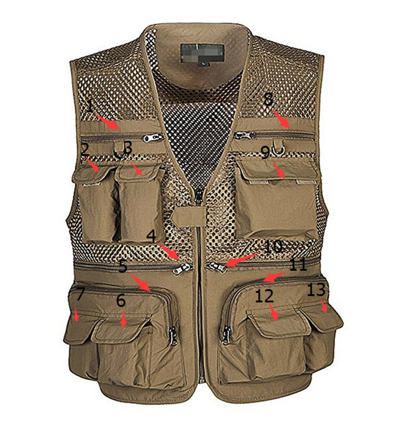 [AUSTRALIA] - Gihuo Men's Summer Outdoor Safari Fishing Hiking Travel Vest with Pockets Khaki-mesh XX-Large 