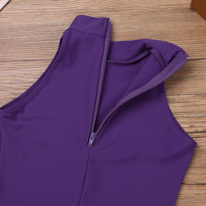 iiniim Girls Mock Turtle-Neck Ballet Dance Leotard Unitard Bodysuit Jumpsuit Gymnastics Dancewear Purple 8-10 - BeesActive Australia