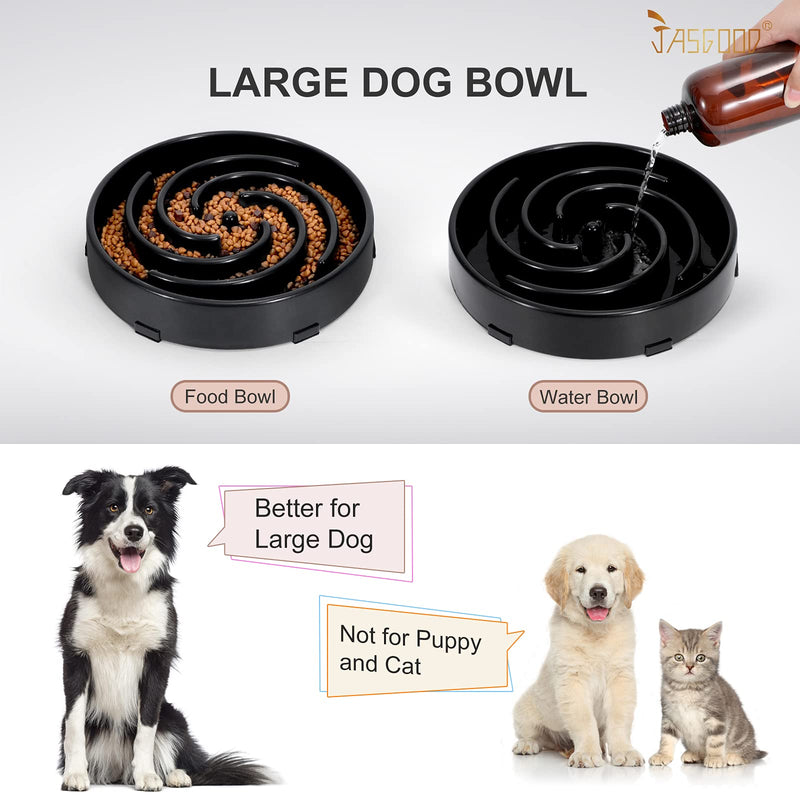 JASGOOD Slow Feeder Dogs Bowl for Large Dogs,Anti-Gulping Pet Slower Food Feeding Bowls Stop Bloat,Preventing Choking Healthy Design Dogs Bowl A-Black - BeesActive Australia