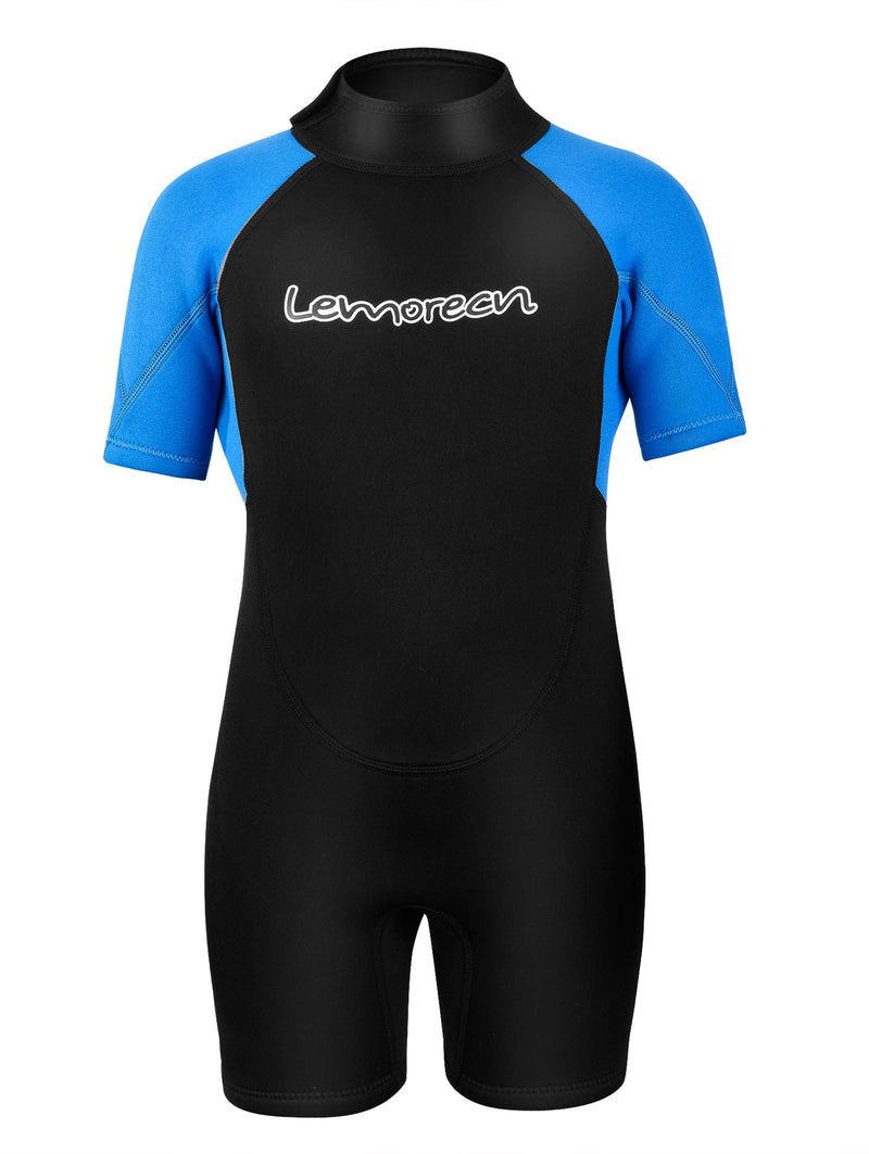 [AUSTRALIA] - Lemorecn Kids Wetsuits Youth 3 mm Full Diving Suit Shorty Black+Light blue 10 