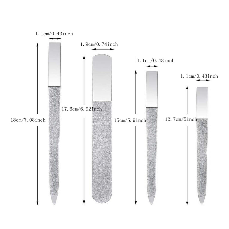 ONNPNN 4 Pieces Double Side Nail File Set, Stainless Steel Diamond Nail File, Professional Metal Fingernail Buffer Tool, Emery Board Travel Pedicure Kit Manicure Files for Salon Home Use - BeesActive Australia