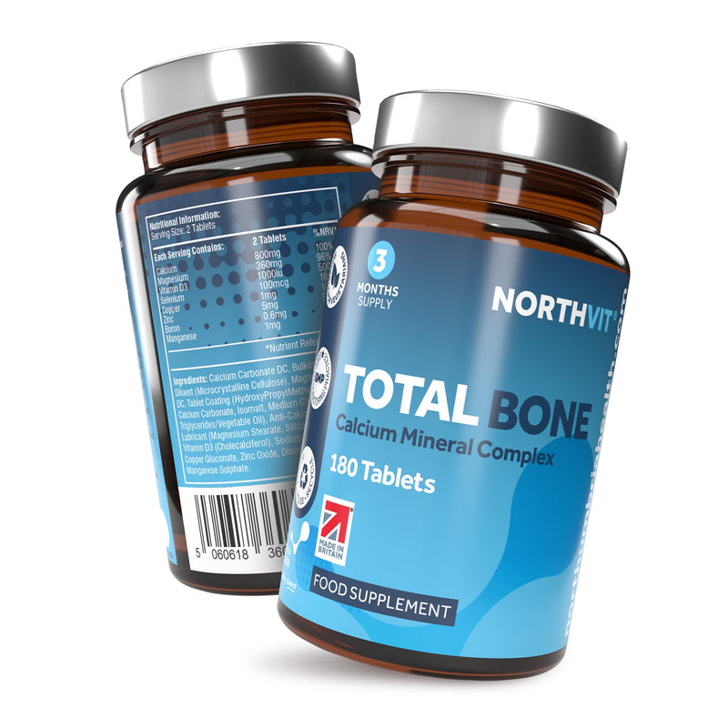 Total Bone� Calcium Mineral Complex, 180 Vegetarian Tablets (3 Month Supply), High Strength Osteo Tablets for Strong Bones & Teeth, Provides 100% NRV Calcium with Vitamin D, Zinc & Magnesium - BeesActive Australia