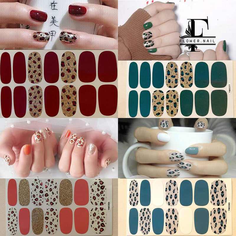 SILPECWEE 20 Sheets Adhesive Nail Polish Strips Wraps Set and 1Pc Nail File Cheetah Print Nail Art Stickers Decals Manicure Kit for Women NO2 - BeesActive Australia