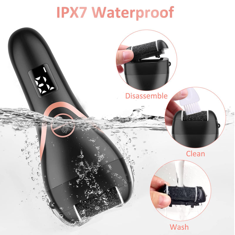 Electric Foot File, Hard Skin Remover, Norbase Professional Rechargeable Callus Remover Feet Care Pedicure Set 15 in 1 Foot File for Dry Dead Skin Cracked Heels Calluses with 3 Roller Heads 2 Speed Black-New - BeesActive Australia
