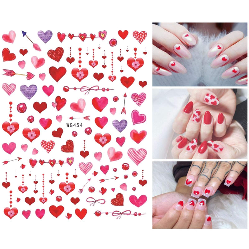 Valentine's Day Nail Art Stickers 3D Nail Decals Self-Adhesive Sexy Lips XO Love Kiss Heart Design Nail Sticker Romantic Valentines Nail Decorations Supplies for Women Girls Manicure Arts (8 Sheets) 8 Sheets - BeesActive Australia