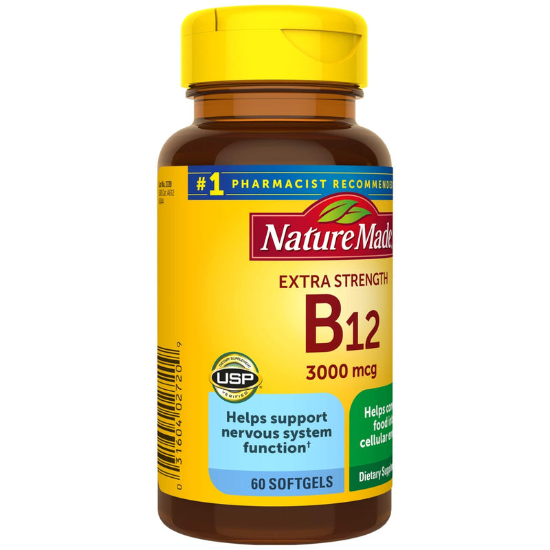 Nature Made Extra Strength Vitamin B12 3000 mcg Softgels, 60 Count for Metabolic Health - BeesActive Australia