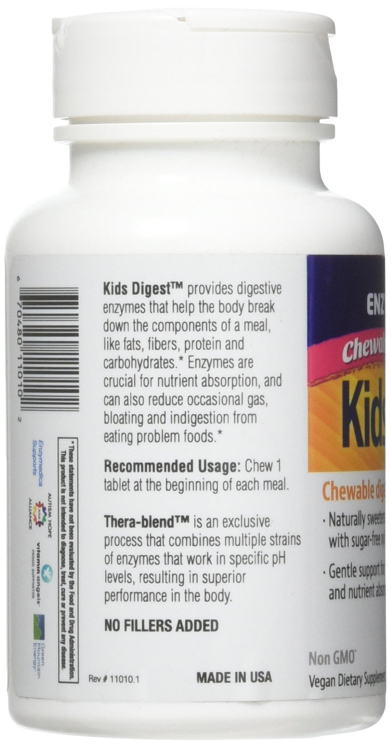 ENZYMEDICA - Kids Digest (60 Chewable Tablets) | Fruit Punch Flavour | Digestive Enzymes Supplement | Digestive Enzyme Blend for Children, Nutrient Supplement, Gut Health Supplement, Vegan, Dairy Free 60 Count (Pack of 1) - BeesActive Australia