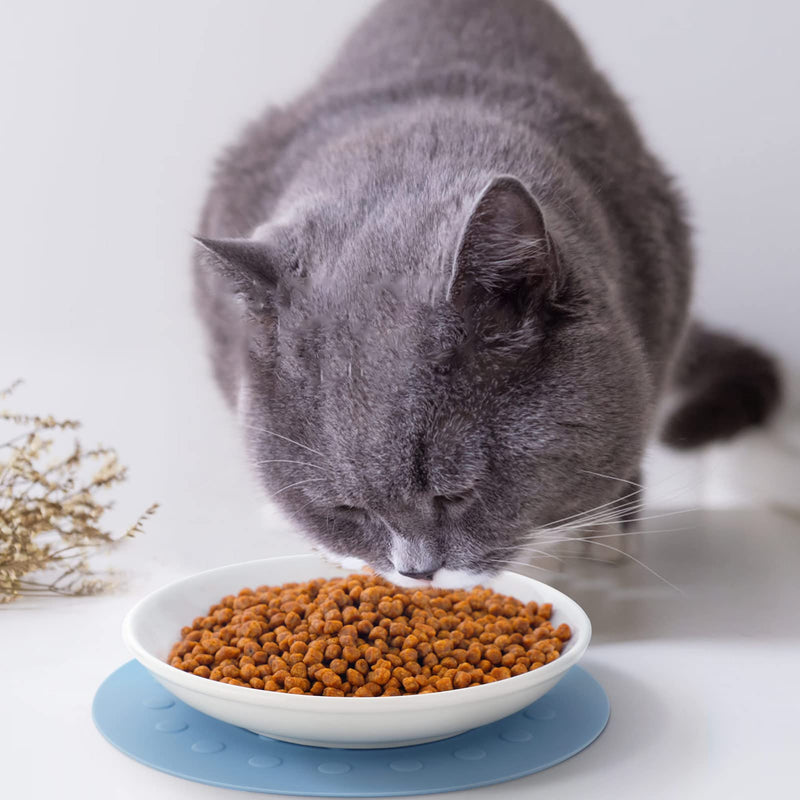 Ceramic Cat Food Plates: Cat Wet Food Bowls Cat Feeding Wide Bowls to Stress Relief of Whisker Fatigue Cat Dishes White & Black - BeesActive Australia