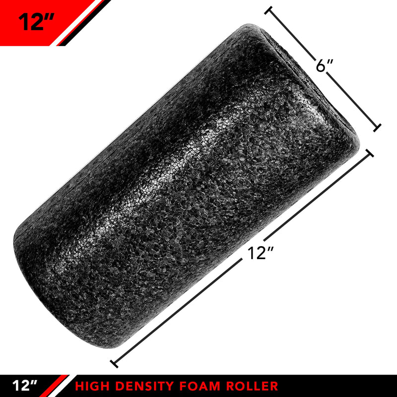 JFIT High Density Muscle Foam Roller - 12", 18", 24", 36" - Massage Rollers for Stretching, Deep Tissue and Myofascial Release 12-Inch New! Black - BeesActive Australia